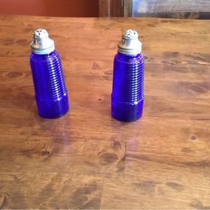 Vintage cobalt glass Salt & Pepper shakers.
